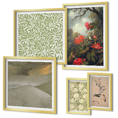 Decorațiune de perete set tablouri Flori păsări motive naturale