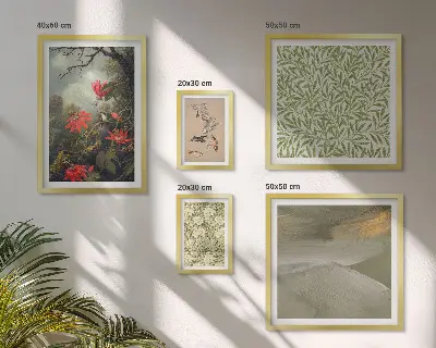 Set de tablouri decorative pentru perete cu motive naturale de flori și păsări
