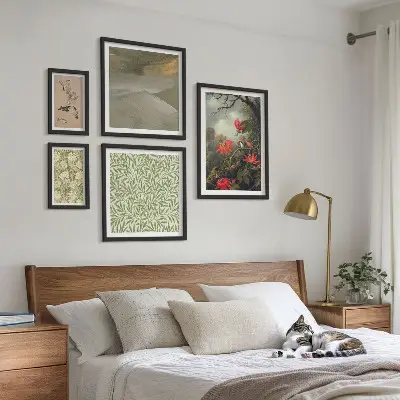 Set de tablouri decorative pentru perete cu motive naturale de flori și păsări