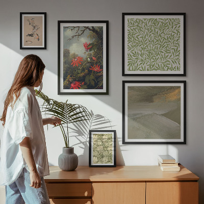 Decorațiune de perete set tablouri Flori păsări motive naturale