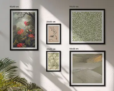 Set de tablouri decorative pentru perete cu motive naturale de flori și păsări