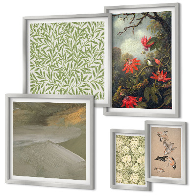 Decorațiune de perete set tablouri Flori păsări motive naturale
