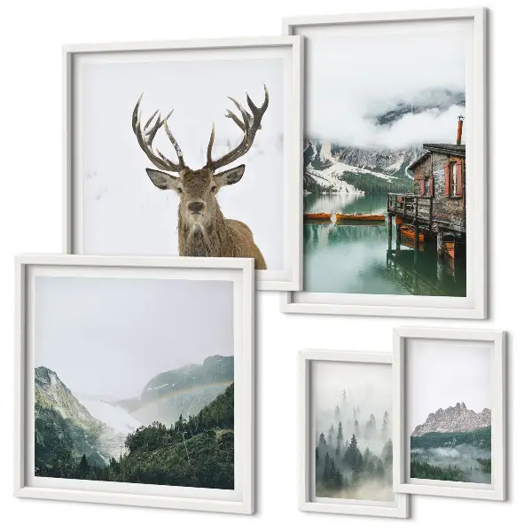 Tablou triptic înrămat cu peisaje naturale montane