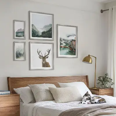 Tablou triptic înrămat cu peisaje naturale montane