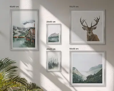 Tablou triptic înrămat cu peisaje naturale montane