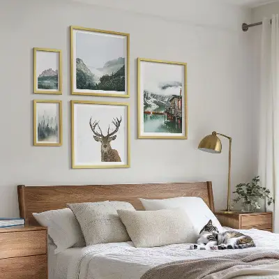 Tablou triptic înrămat cu peisaje naturale montane