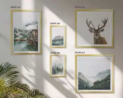 Tablou triptic înrămat cu peisaje naturale montane