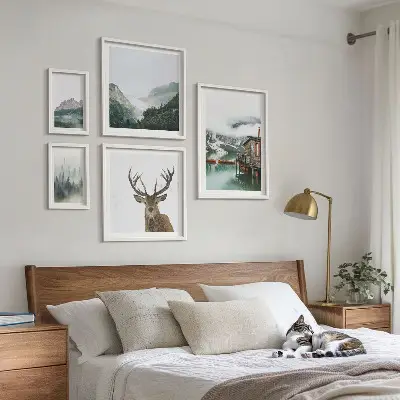 Tablou triptic înrămat cu peisaje naturale montane