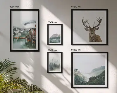 Tablou triptic înrămat cu peisaje naturale montane