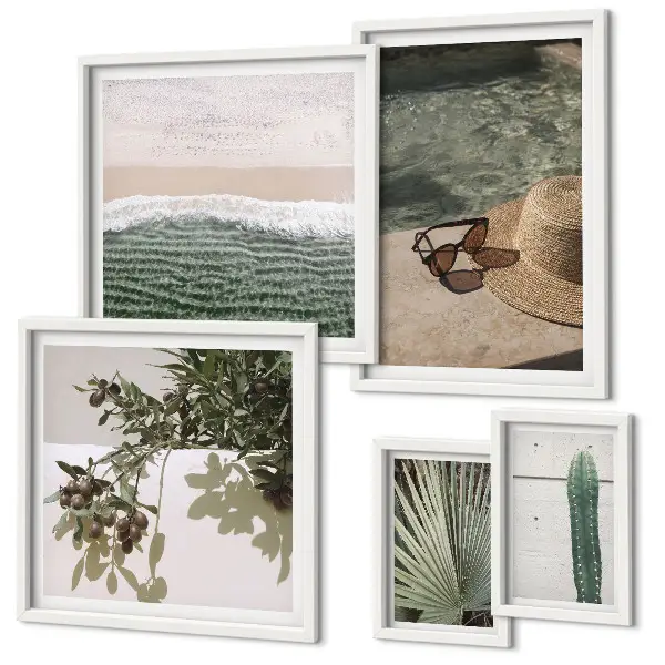Set de tablouri decorative de perete relaxare cu apă și plante de vară