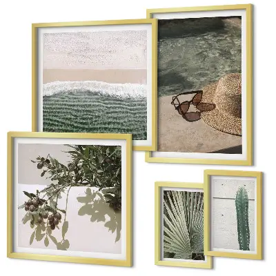 Set de tablouri decorative de perete relaxare cu apă și plante de vară