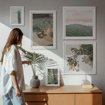 Set de tablouri decorative de perete relaxare cu apă și plante de vară