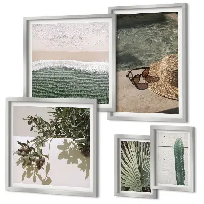Set de tablouri decorative de perete relaxare cu apă și plante de vară