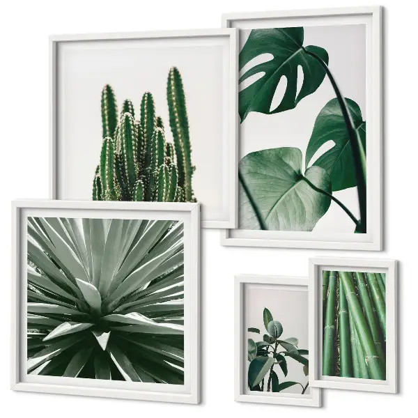 Set de tablouri decorative pentru perete cu model de plante tropicale verzi