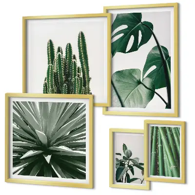 Set de tablouri decorative pentru perete cu model de plante tropicale verzi