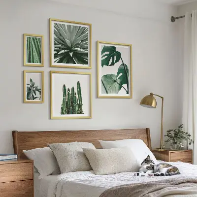 Set de tablouri decorative pentru perete cu model de plante tropicale verzi