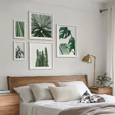 Set de tablouri decorative pentru perete cu model de plante tropicale verzi