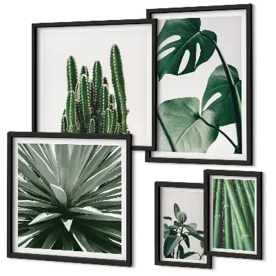 Set de tablouri decorative pentru perete cu model de plante tropicale verzi
