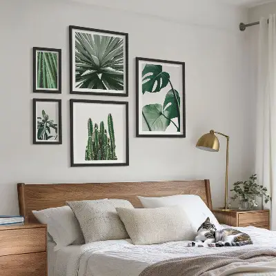 Set de tablouri decorative pentru perete cu model de plante tropicale verzi