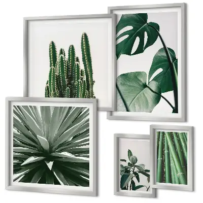 Set de tablouri decorative pentru perete cu model de plante tropicale verzi
