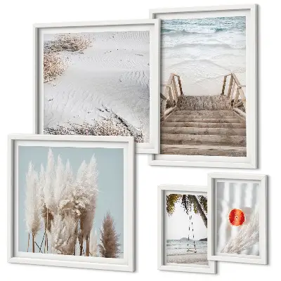 Set tablouri decorative de perete cu vederi la plajă și natură