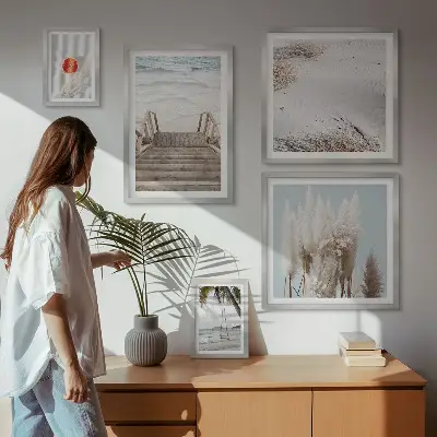 Set tablouri decorative de perete cu vederi la plajă și natură