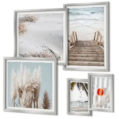 Set tablouri decorative de perete cu vederi la plajă și natură