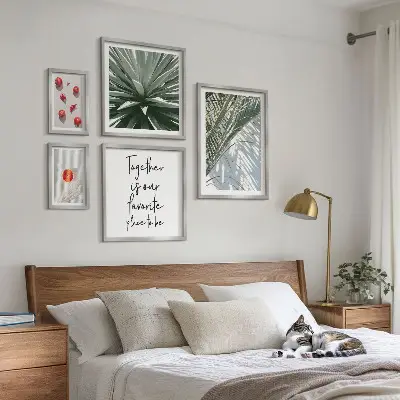 Set tablouri decorative pentru perete cu motive botanice în stil boho și fructe tropicale