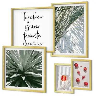 Set tablouri decorative pentru perete cu motive botanice în stil boho și fructe tropicale