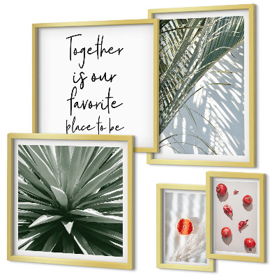 Decorațiune de perete set tablouri Stil boho, plante, fructe, tropice