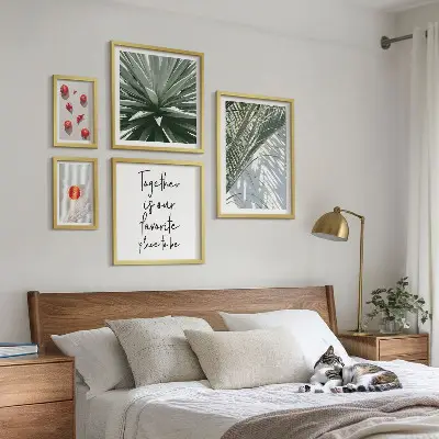 Set tablouri decorative pentru perete cu motive botanice în stil boho și fructe tropicale