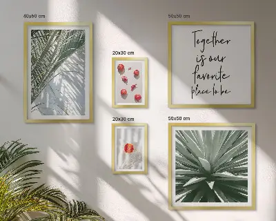 Set tablouri decorative pentru perete cu motive botanice în stil boho și fructe tropicale