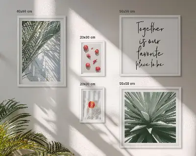 Set tablouri decorative pentru perete cu motive botanice în stil boho și fructe tropicale