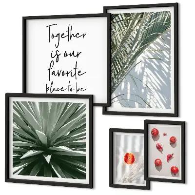 Set tablouri decorative pentru perete cu motive botanice în stil boho și fructe tropicale