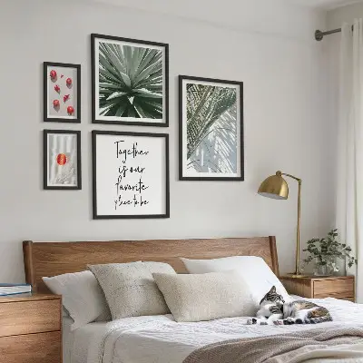 Set tablouri decorative pentru perete cu motive botanice în stil boho și fructe tropicale