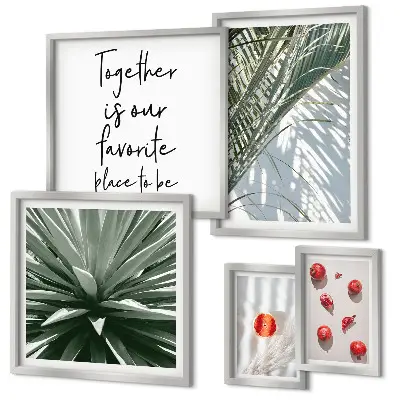 Set tablouri decorative pentru perete cu motive botanice în stil boho și fructe tropicale