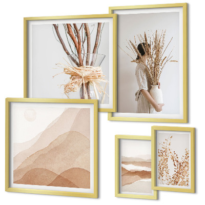 Decorațiune de perete set tablouri Peisaje elegante cu plante boho
