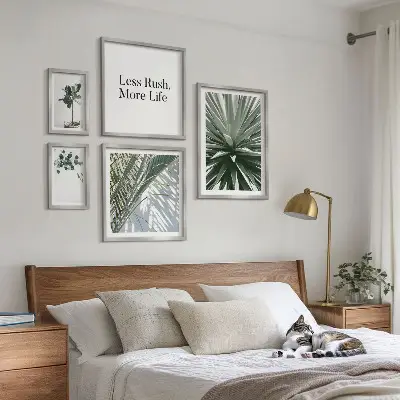 Set de tablouri decorative cu model de frunze verzi în stil modern