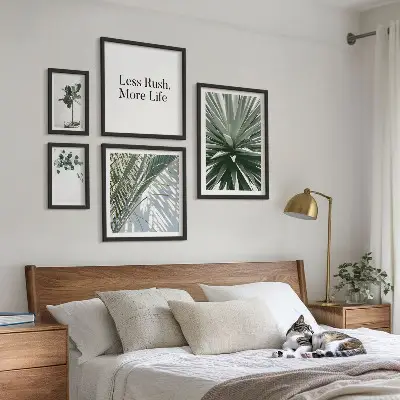 Set de tablouri decorative cu model de frunze verzi în stil modern