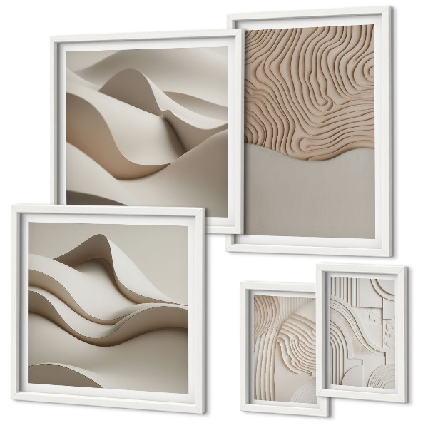 Polyptic înrămat Modele abstracte bej