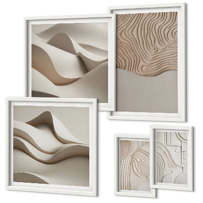 Polyptic înrămat Modele abstracte bej