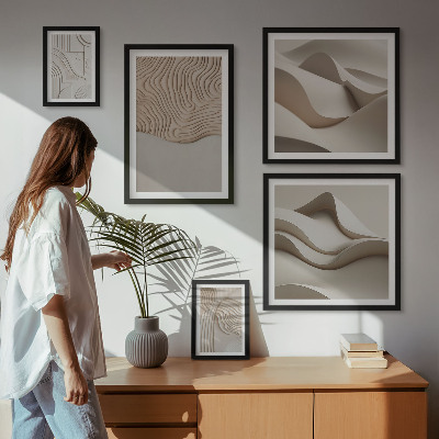 Polyptic înrămat Modele abstracte bej