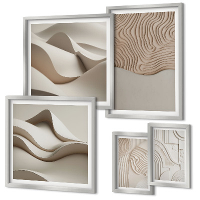 Polyptic înrămat Modele abstracte bej