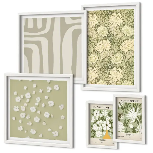 Set de tablouri decorative pentru perete cu plante în stil boho și flori