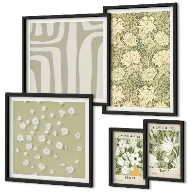 Set de tablouri decorative pentru perete cu plante în stil boho și flori