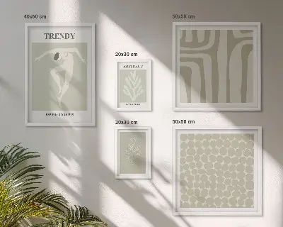 Grafică abstractă elegantă în nuanțe de verde set de tablouri poliptic înrămate