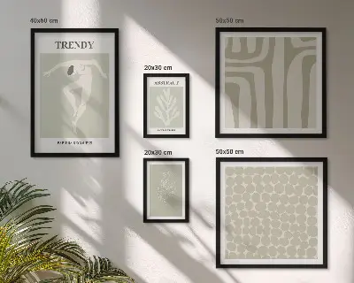 Grafică abstractă elegantă în nuanțe de verde set de tablouri poliptic înrămate