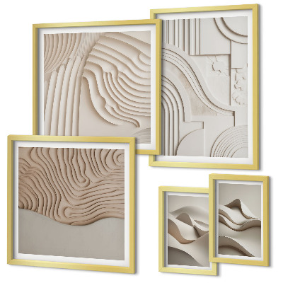 Decorațiune de perete set tablouri Structuri abstracte bej-albe