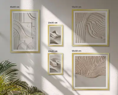 Set de tablouri decorative de perete structuri abstracte în nuanțe de bej și alb