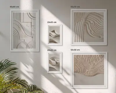 Set de tablouri decorative de perete structuri abstracte în nuanțe de bej și alb